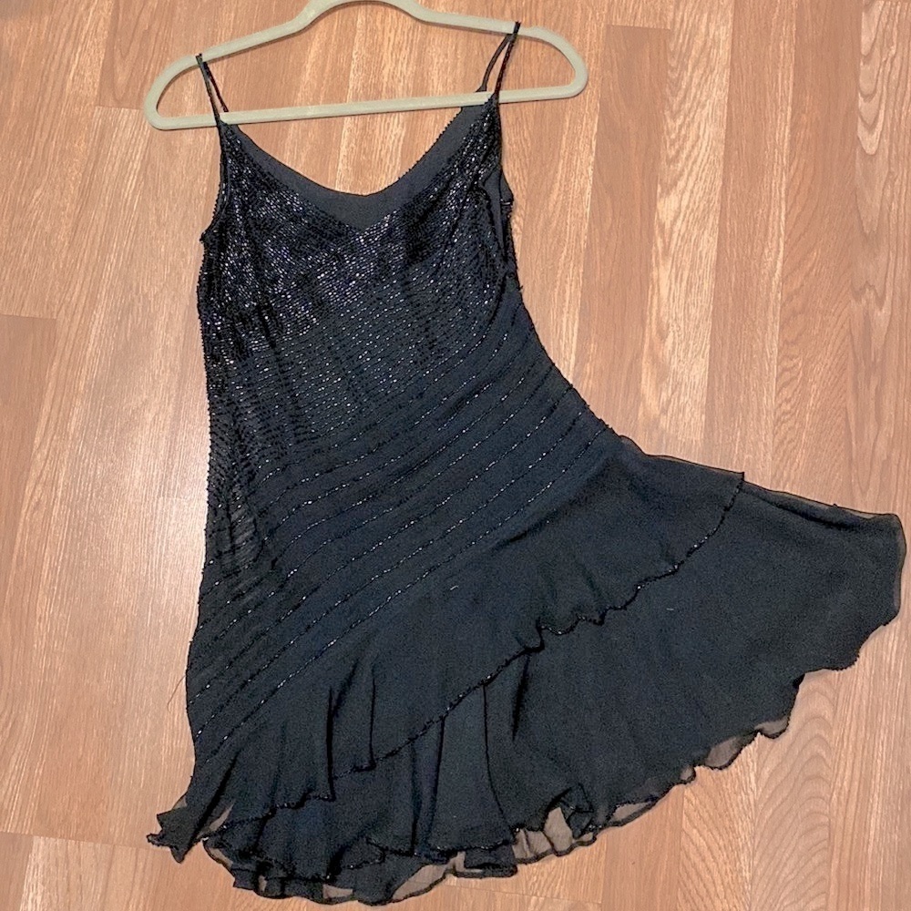 Carmen Marc Valvo Black beaded dress